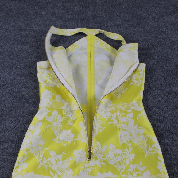 Alexis Dress Medium Alexis Solana Citrus Floral Mini Yellow Jacquard Halter Sexy - Picture 8 of 15